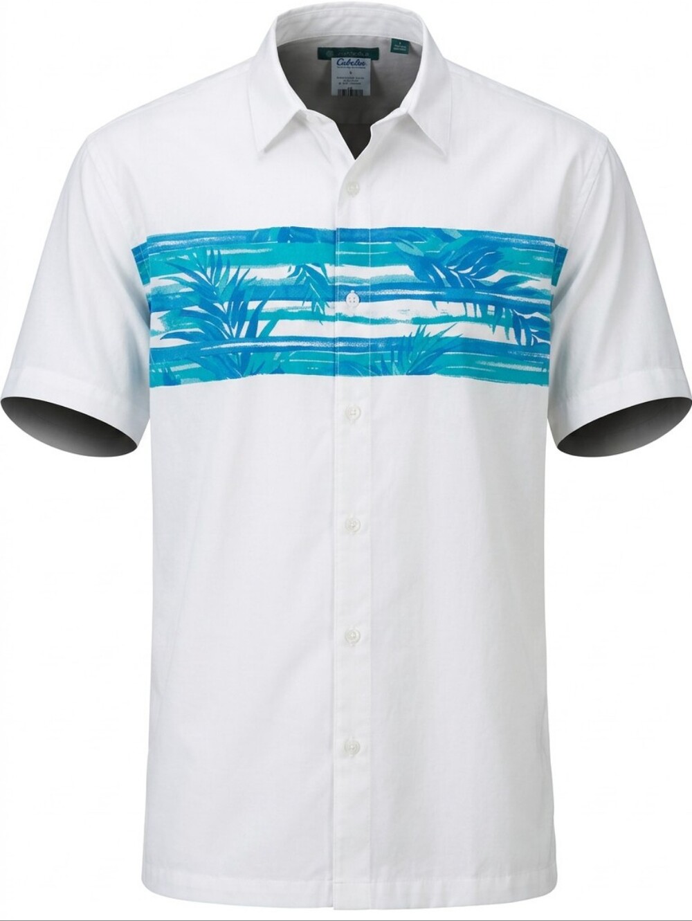 Cubavera Casual Short Sleeve Button-Up Shirt in White with Blue Stripe
